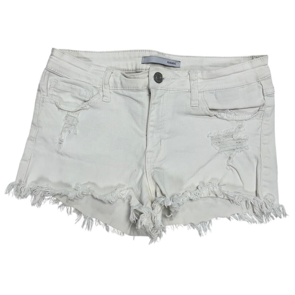 Y2K Style White Distressed Denim Shorts 🤍✨ Size 28